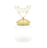 Barattolo di vetro con tappo in alluminio oro decoro Alce Led : Barattoli natalizi - 1202155