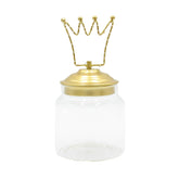 Barattolo di vetro con tappo in alluminio oro decoro Corona Led : Barattoli natalizi - 1202232