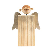 Angelo in Legno con trecce e ali dorate H19 - 1202521