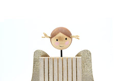 Angelo in Legno con trecce e ali dorate H19 - 1202521