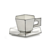 Tazza da Cappuccino con Piattino in Porcellana Bianco/Nero – Collezione Carte Blanche – Annebet Philips Per Serax