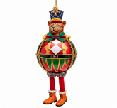 Addobbo Palla Gatto di Natale EDG Enzo De Gasperi in vetro rosso con stivali arancio Ø 10 cm
