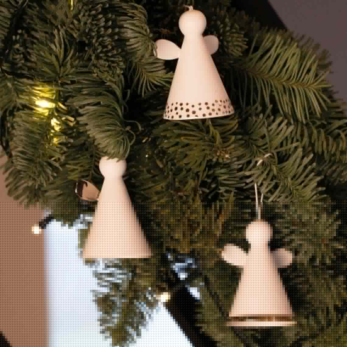 Angelo da appendere in ceramica bianca con ali argento - 4990315-ali