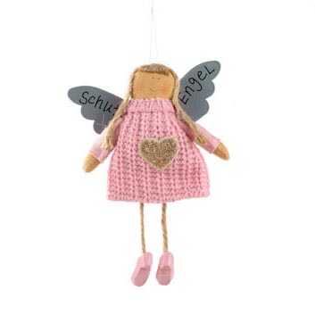 Angelo Custode da appendere con abito di lana Rosa - 1224890-rosa
