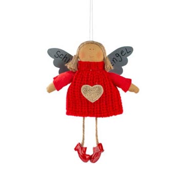 Angelo Custode da appendere con abito di lana Rosso - 1224890-rosso