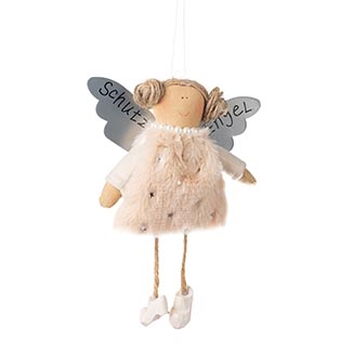 Angelo Custode da appendere pelliccia Beige con stelline - 1213205-beige