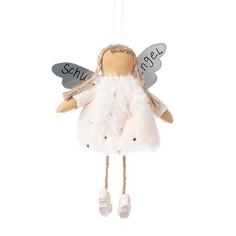 Angelo Custode da appendere pelliccia Bianca con stelline - 1213205-bianco