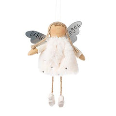 Angelo Custode da appendere pelliccia Bianca con stelline - 1213205-bianco