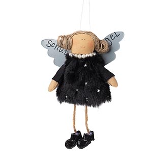 Angelo Custode da appendere pelliccia Nera con stelline - 1213205-nero