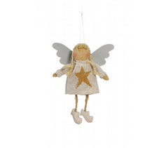 Angelo Custode da appendere con abito in cotone Avorio - 1156328-avorio