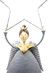 Angelo in metallo con stella LED Grigio H75 - 1201710