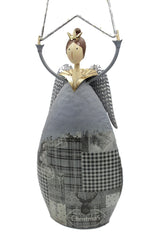 Angelo in metallo con stella LED Grigio H75 - 1201710