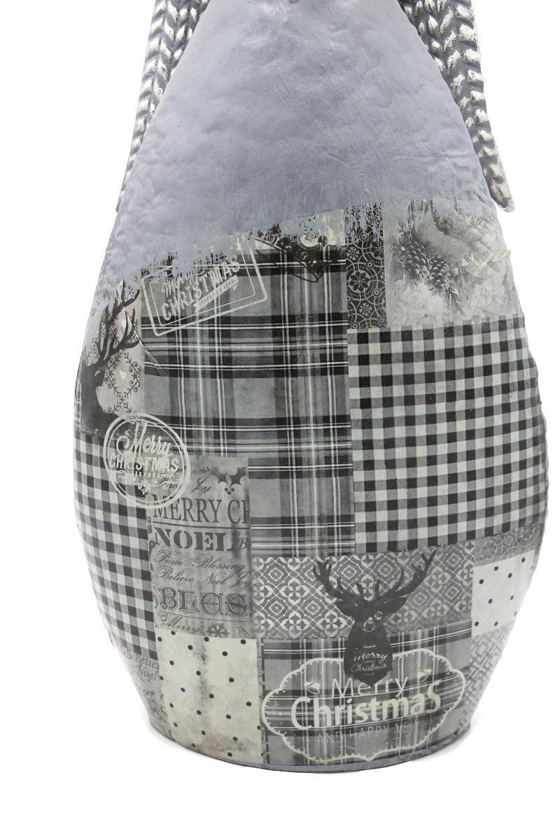 Angelo in metallo con stella LED Grigio H75 - 1201710