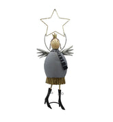 Angelo in metallo grigio con stella LED H68 - 1212921