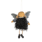 Angelo Artigianale con Abito Flappe Nero | Decorazione natalizia da appendere