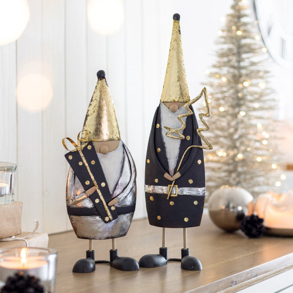 Babbo Natale in Metallo con Pacco Regalo - 1236327