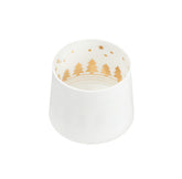 Bicchiere Porta Tealight Design In Porcellana Bianca Opaca Abete - 4990081