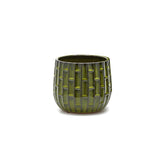 Vaso Cachepot Simil Bamboo in Terracotta Verde H16 D19 EDG Enzo De Gasperi