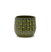 Vaso Cachepot Simil Bamboo in Terracotta Verde H21 D23 EDG Enzo De Gasperi