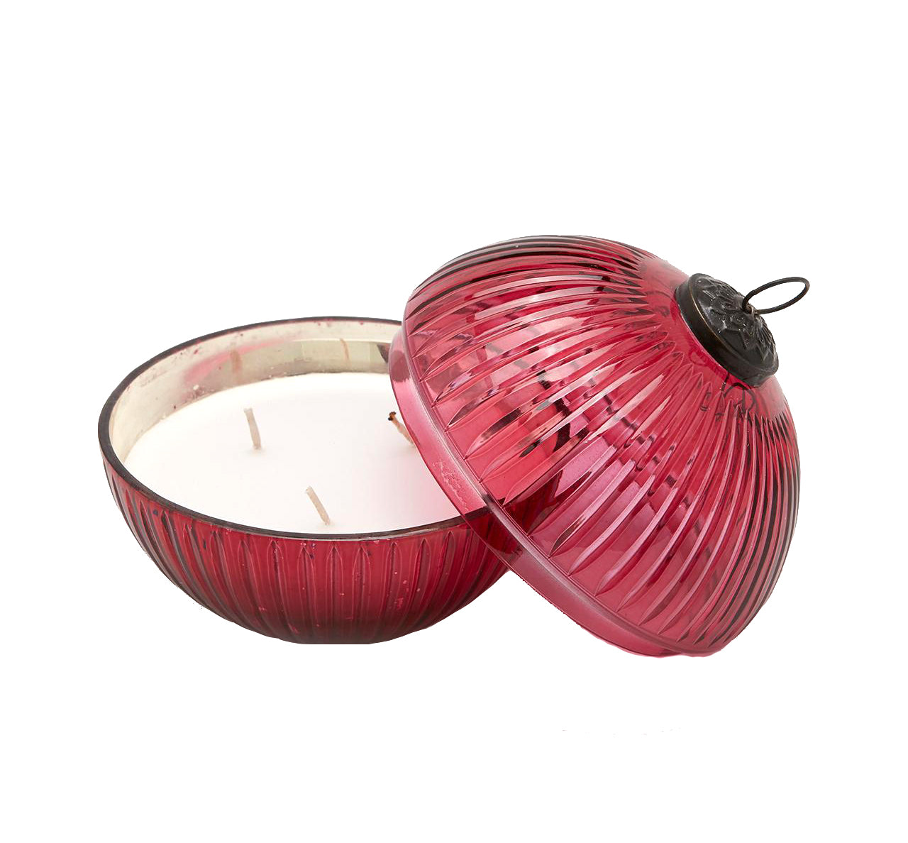 HalfShiny : Candela in sfera di vetro rigato rosso D13 - 612995,40