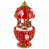 Carillon natalizio Giostra con Renne EDG Enzo De Gasperi H 17 × Ø 7,5 cm, rosso con renne decorative, dettagli verdi e finiture dorate, su sfondo bianco.