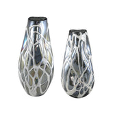 Vaso Conck Grey | Vaso in vetro soffiato a mano con motivo bianco a rilievo - CONFIG0393