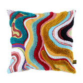 Cuscino Quadrato Ricamato Courtneay Blue a Righe Colorate - 724501