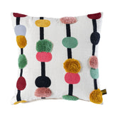 Cuscino Quadrato Ricamato Prinay in Cotone Bianco con Pois Colorati - 724497