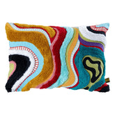 Cuscino Rettangolare Ricamato Courtneay Blue a Righe Colorate - 724502