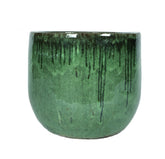 Vaso Davon Dark Green | Vaso in terracotta smaltata realizzato a mano di colore verde con colature - 702571