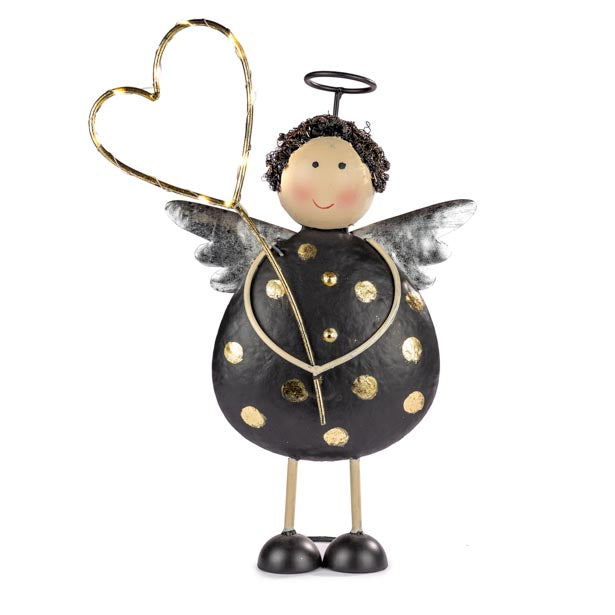 Angelo pois in metallo con cuore Led H37 - 1224775