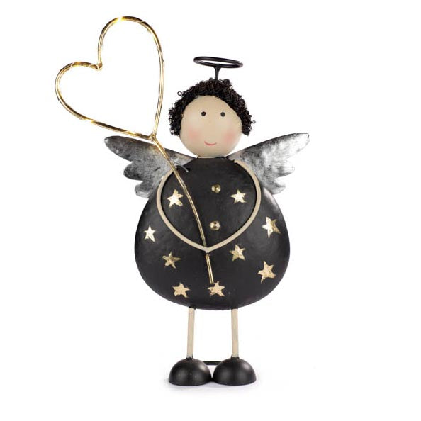 Angelo stella in metallo con cuore Led H37 - 1224776