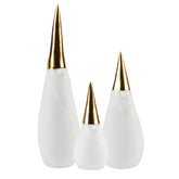 Set 3Pz. Babbo Natale in Porcellana Bianca con Cappello Smaltato Oro - 4989840