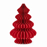 Decoro Pino Origami New Rosso EDG Enzo De Gasperi H20 × Ø13 cm in carta pieghettata tridimensionale, albero di Natale stilizzato dal design contemporaneo.