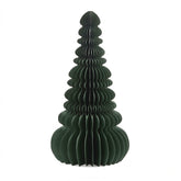 Decoro Pino Origami New Verde EDG Enzo De Gasperi H 70 cm in carta pieghettata tridimensionale, albero di Natale decorativo dal design moderno su sfondo bianco.