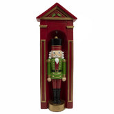 Soldatino Natalizio in Resina con Guardiola – H 32,5 cm, Design Classico Verde e Rosso