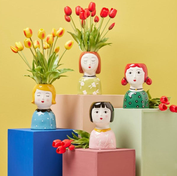 Vaso faccia lady con caschetto - 017196