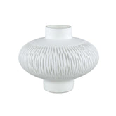 Vaso Eviena White Bulb H25 | Vaso in vetro inciso bianco satinato - 715508