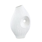 Fabioly - Vaso organico in ceramica grès bianca con foro centrale H44 - 715322