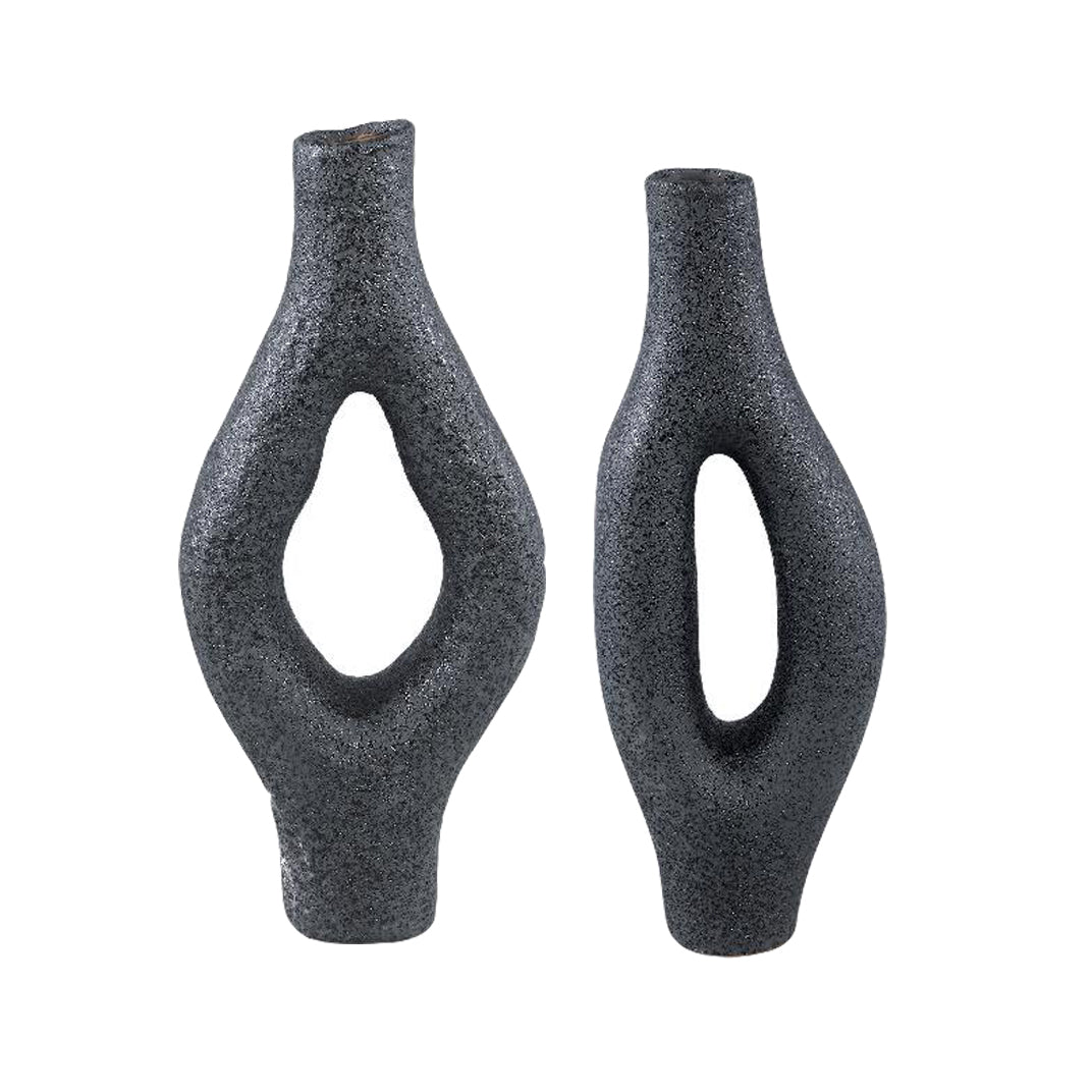 Fabioly - Vaso organico in ceramica grès nera - CONFIG0392