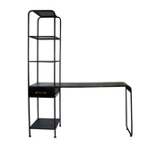 Scrivania Jago in metallo nero con scaffale alto impugnatura oro - 692665