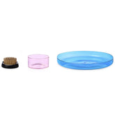 KENZAN - Set vassoio rosa 6,5cm + vassoio azzurro 17,5cm + flower frog in ottone 5cm - by Denis Guidone - 09313192