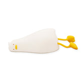 Lampada da notte Winkee Duck a forma di papera in silicone bianco