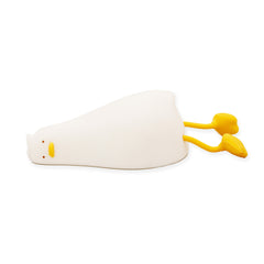 Lampada da notte Winkee Duck a forma di papera in silicone bianco