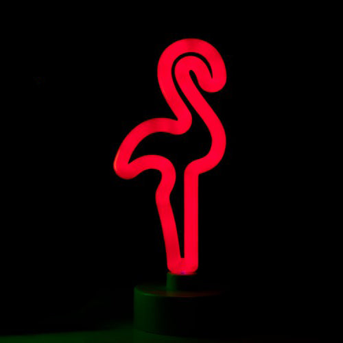 Lampada a batteria decorativa neon LED Fenicottero H23,5 - 91451-fenicottero