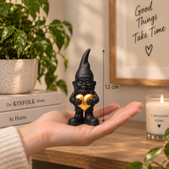 Nano Lover Black H12 cm – Gnomo Decorativo con Cuore Oro