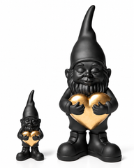 Nano Lover Black H12 cm – Gnomo Decorativo con Cuore Oro