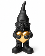 Nano Lover Black H12 cm – Gnomo Decorativo con Cuore Oro