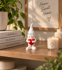 Nano Lover White H12 cm – Gnomo Decorativo con Cuore Rosso