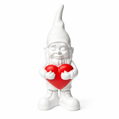 Nano Lover White H12 cm – Gnomo Decorativo con Cuore Rosso